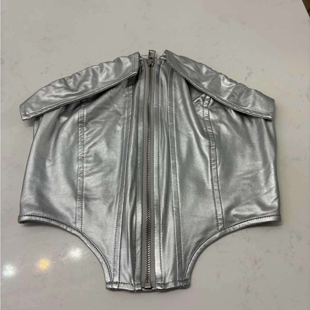 Silver Metallic Corset Top